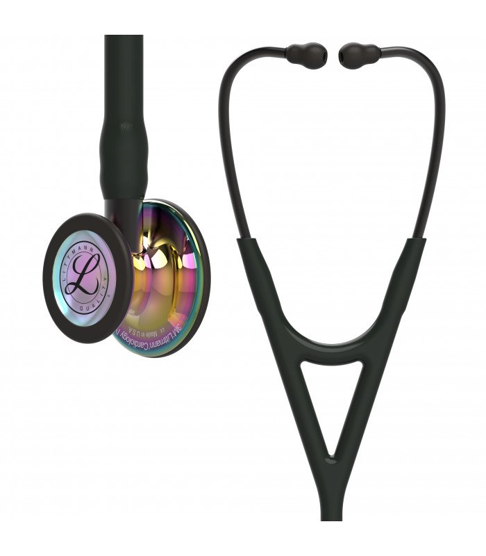 Pachet cardio - Stetoscop Littmann Cardiology IV Negru capsula curcubeu reflexie oglinda 6240 + Borseta stetoscop Cardio Neagra