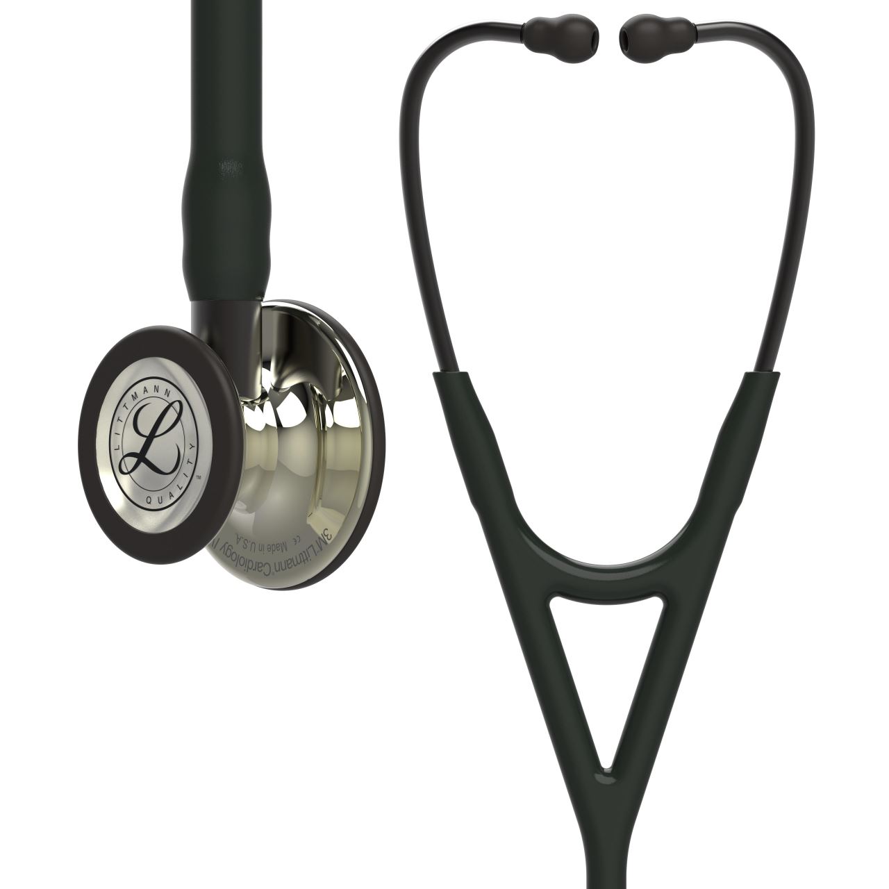 Pachet cardio - Stetoscop Littmann Cardiology IV Negru, capsula sampanie 6179 + Borseta stetoscop Cardio Neagra