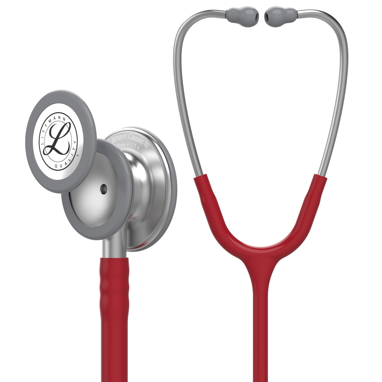 Pachet student - Stetoscop Littmann Classic III Rosu Burgundia 5627 + Borseta burgund perlat